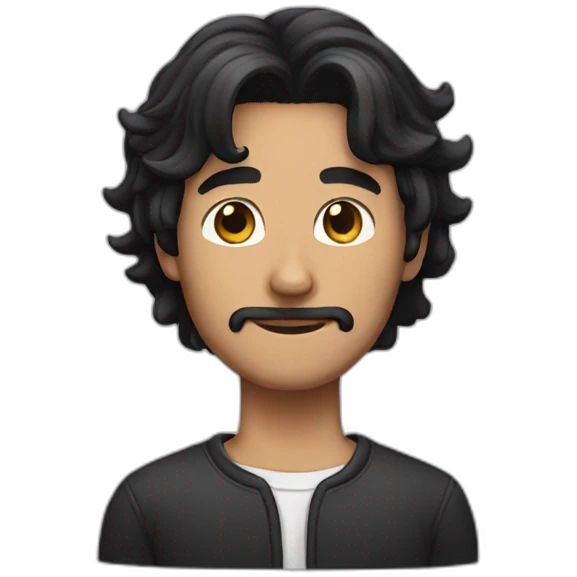a man who has black hair with black tabby cat emoji