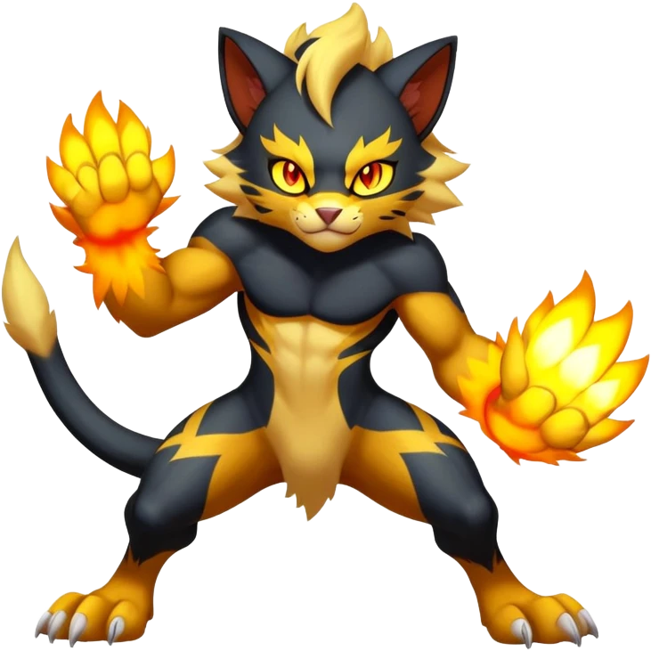 Luxray-Torracat-Pyroar-Fakémon-hybrid-creature (full body)  emoji