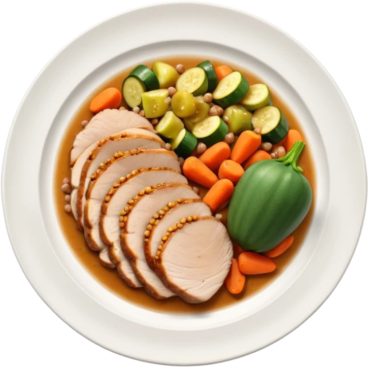 Backed turkey breast with buckwheat and stewed vegetables (zucchini, carrots) emoji
