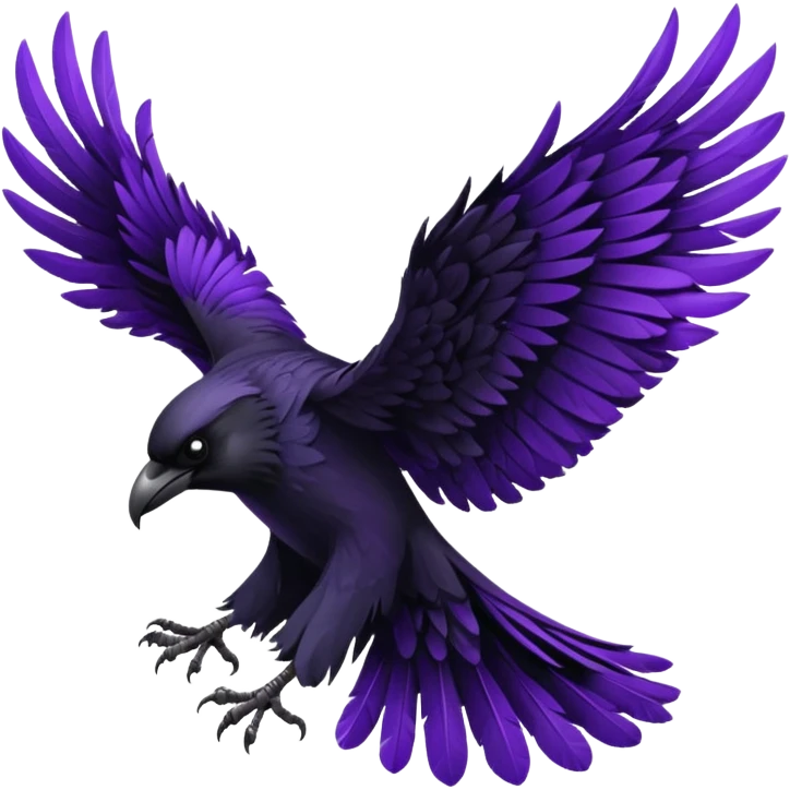Black  and purple realistic Raven wings emoji