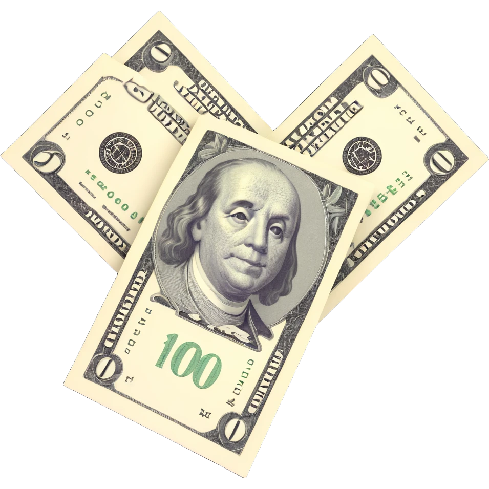 three 100 dollar bills emoji