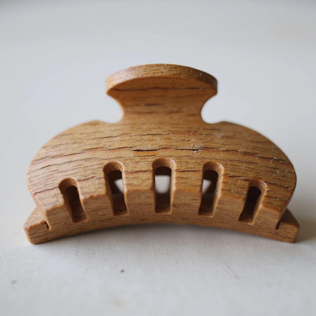 realistic hairclip made of wood material, photorealistic style emoji