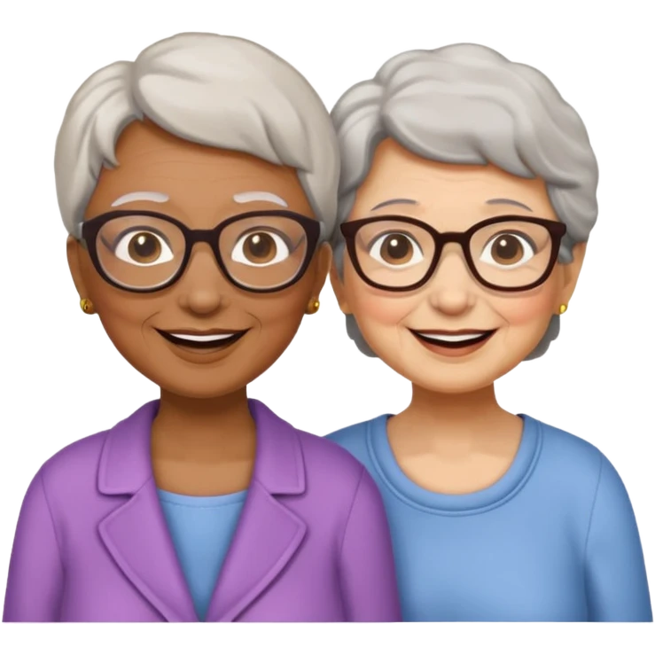 conversación dentro de un restaurant  dos personas y una de las persoans sea una abuela emoji