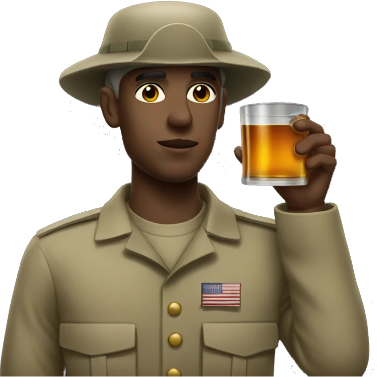 White American soldier drinking whiskey emoji