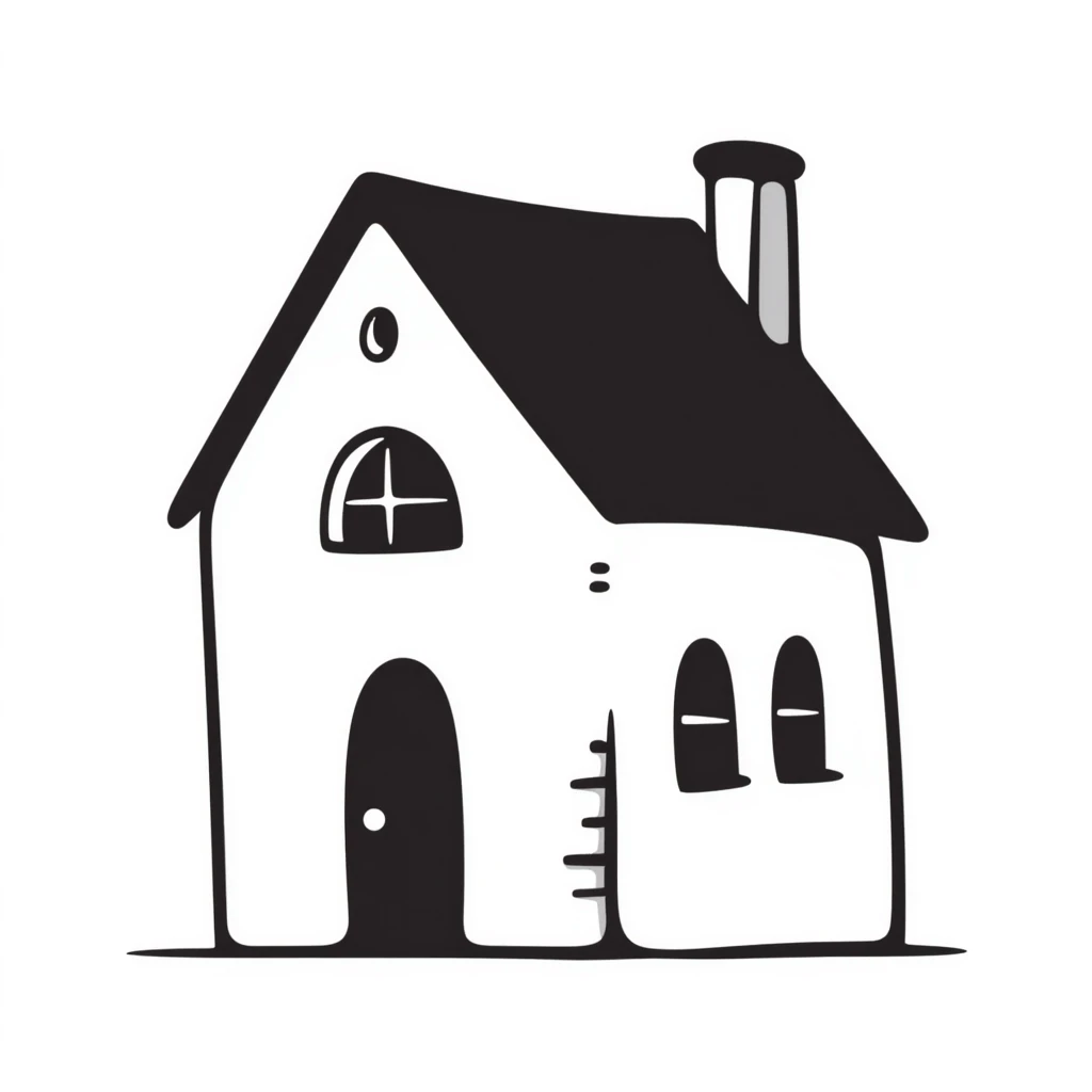 a house, hand drawn doodle style, notion style emoji