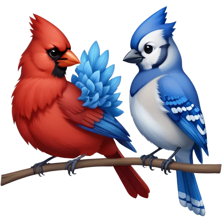 Cardinal punching a blue jay emoji