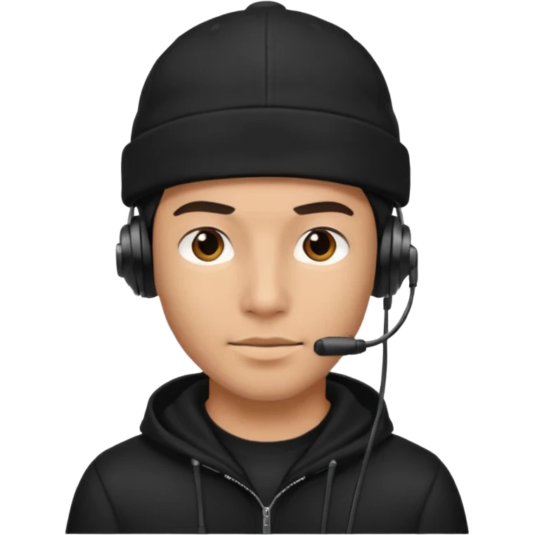 HACKER WITH HEADSET BLACK CAP HANDSOME emoji