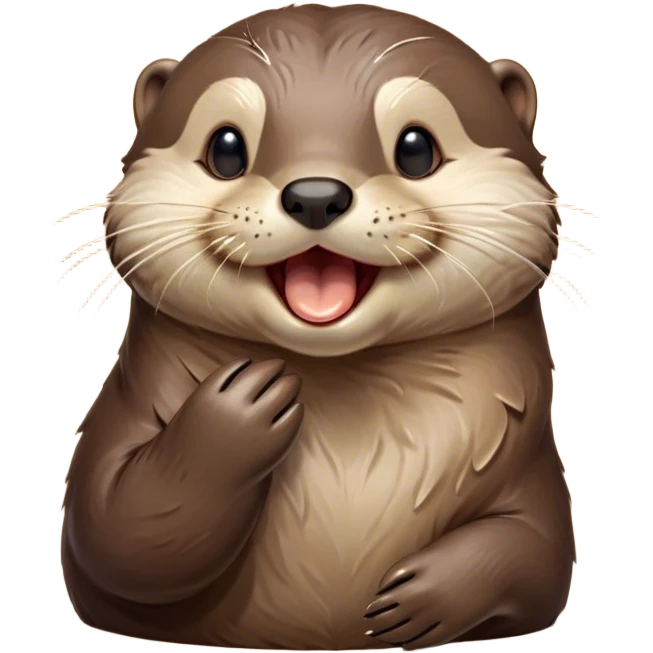 Cinematic Cute Yawning Otter Portrait Emoji, Head tilted slightly with a dramatic, wide-open yawn, showcasing a soft, sleek brown Fur with slightly drooping ears, round eyes barely open in drowsy contentment, Simplified yet irresistibly adorable features, highly detailed, glowing with a soft, cozy glow, high shine, relaxed yet expressive, stylized with a touch of aquatic whimsy, bright and endearing, soft glowing outline, capturing the essence of a sleepy yet affectionate otter, so drowsy it feels like it could glide right out of the screen and curl up for a nap! emoji