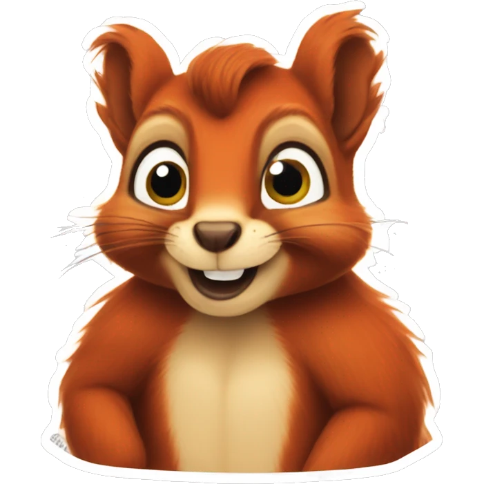 red squirrel in sticker style emoji