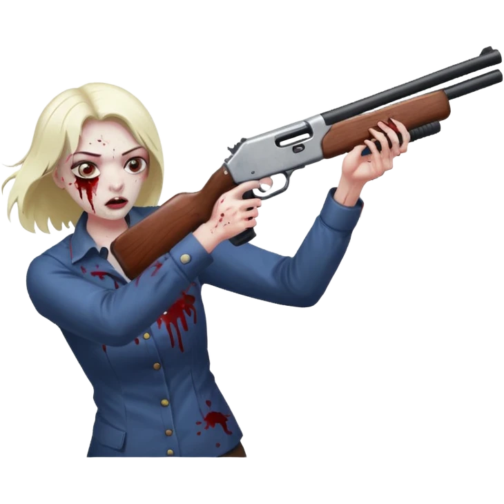 Person shooting shotgun at zombie, action pose, blood splatter, dark horror style, no background








 emoji