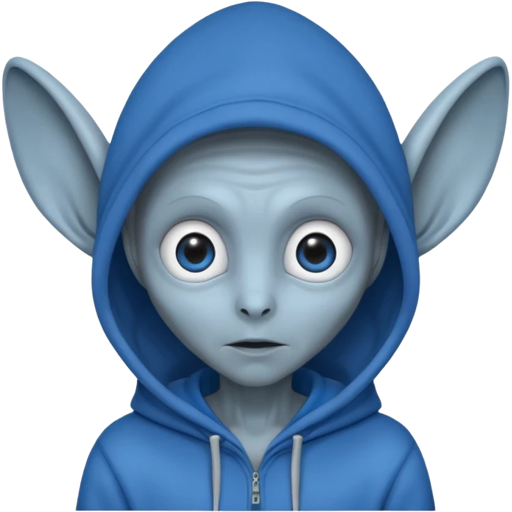 Aliens gray skin, blue hoodie, long big ears emoji