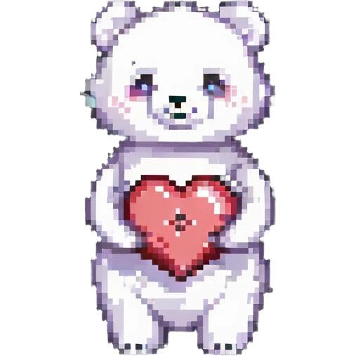 bear holding a white heart emoji