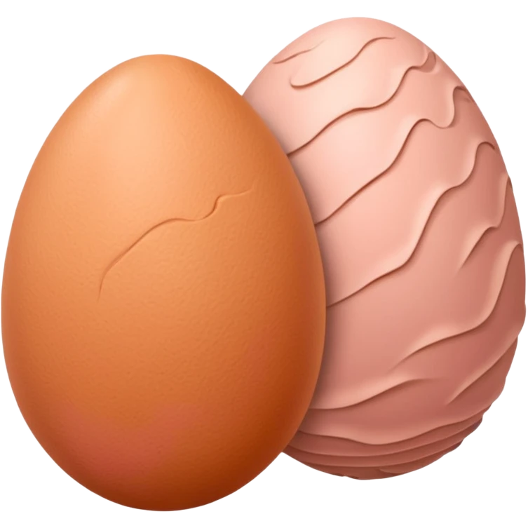 two skin tone peachy beige-pink egg shaped balls/spheres, both same size and same color, add a bumpy, loose, wrinkly skin texture with folds to both.  emoji