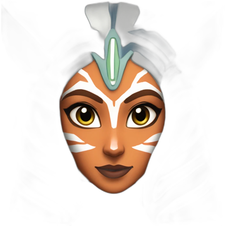 Clone wars Sexy Ahsoka Tano (portrait, front facing, Apple iOS 17 style) small horns emoji