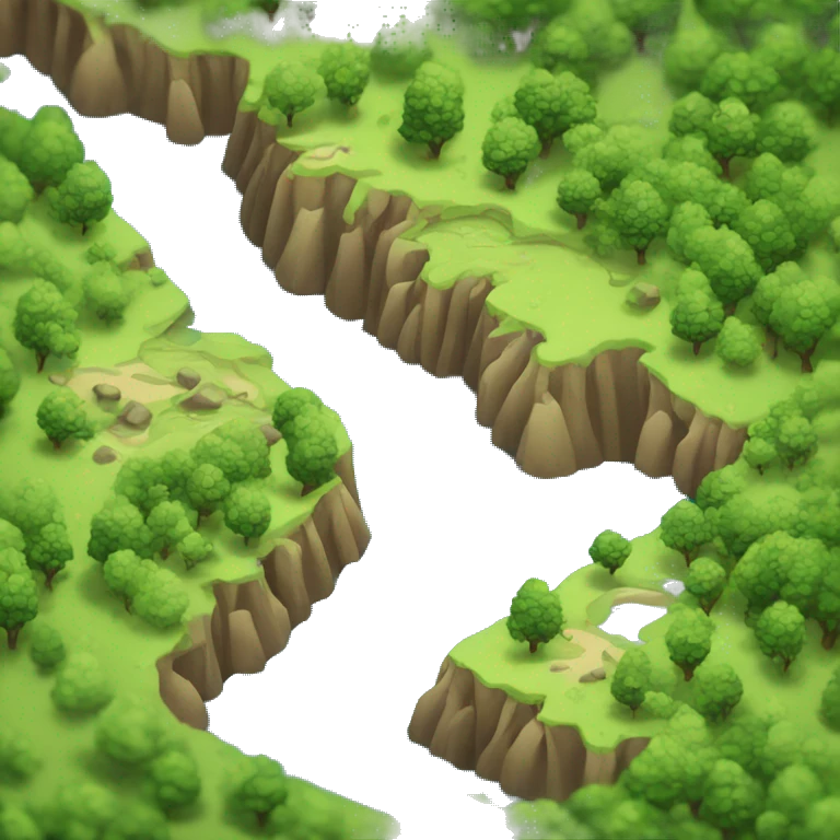 isometric land with river emoji