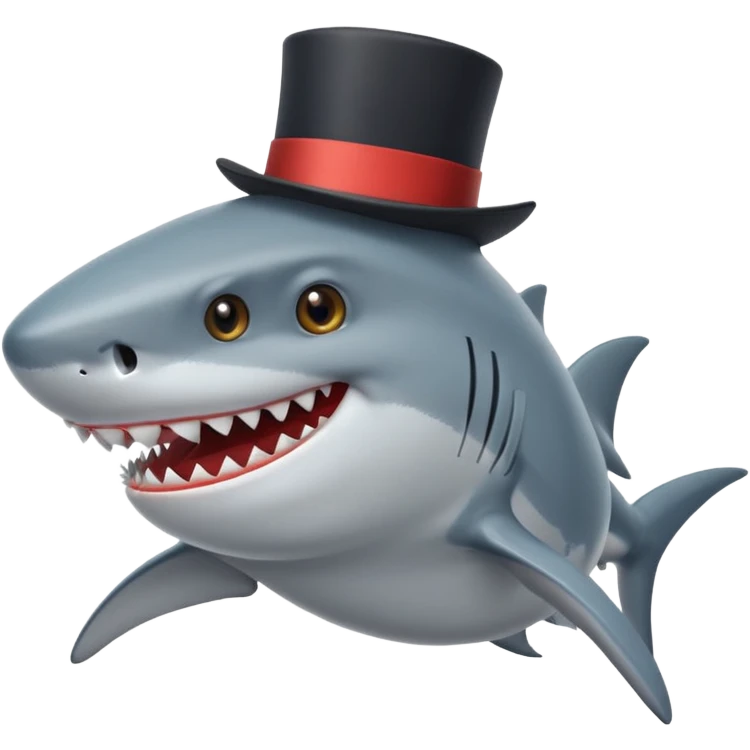 Shark with a top hat emoji