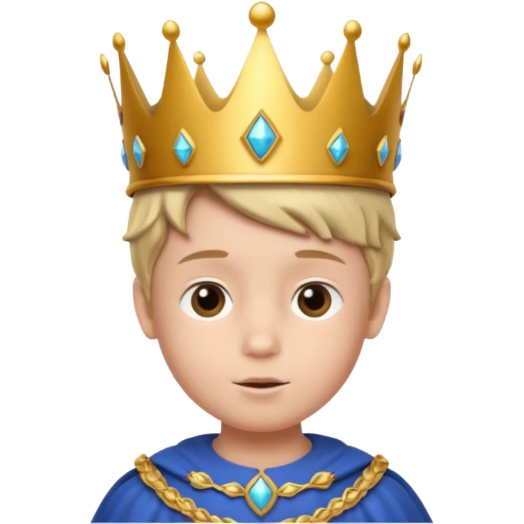 Royal Kid boy with fancy crown head 3d only face emoji