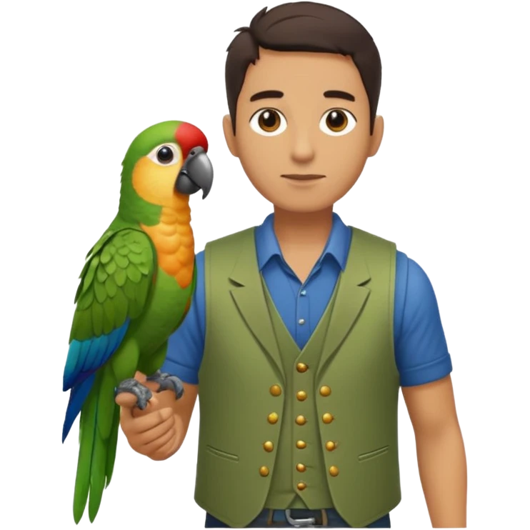 Walker + parrot on shoulder, Pet Walkers, Full body. emoji