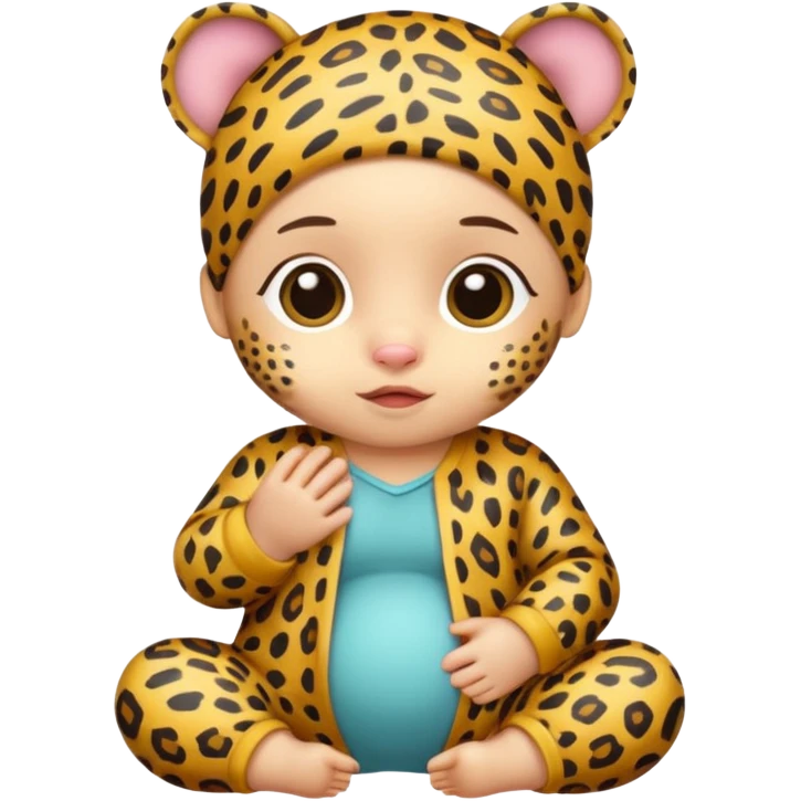 human baby with leopard patterned clothes emoji