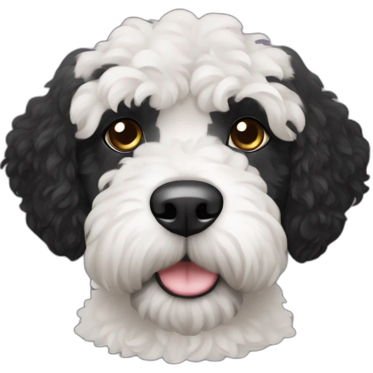 black face Portuguese water dog with white chin and chest emoji