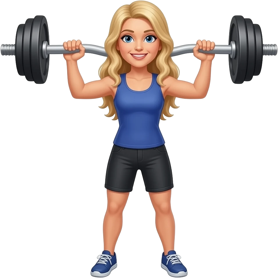 40 year old long blonde hair woman lifting weights emoji