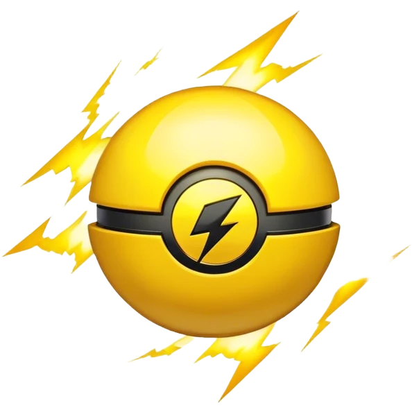 a yellow pokeball with a black Z on it that looks like lightening emoji