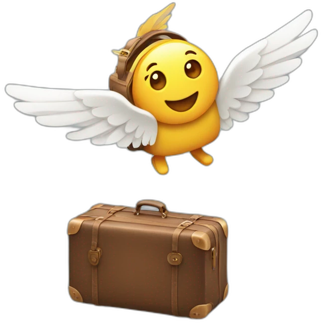Flying suitcase with wings emoji