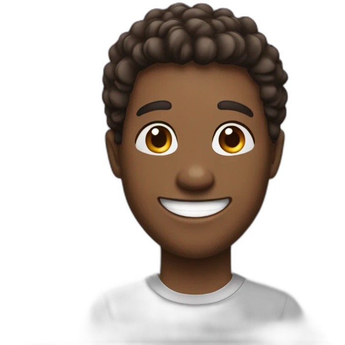 Happy young man with nrown hair smiling emoji