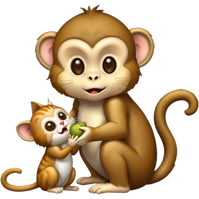Monkey eating a cat  emoji