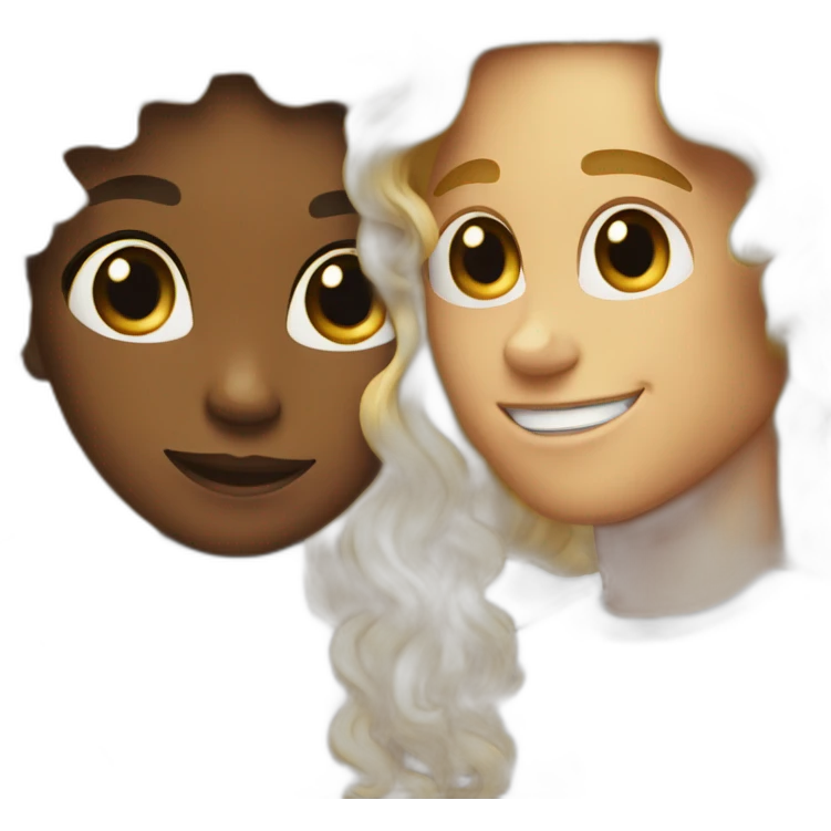blonde guy with long hair loves black girl with curly long hair emoji