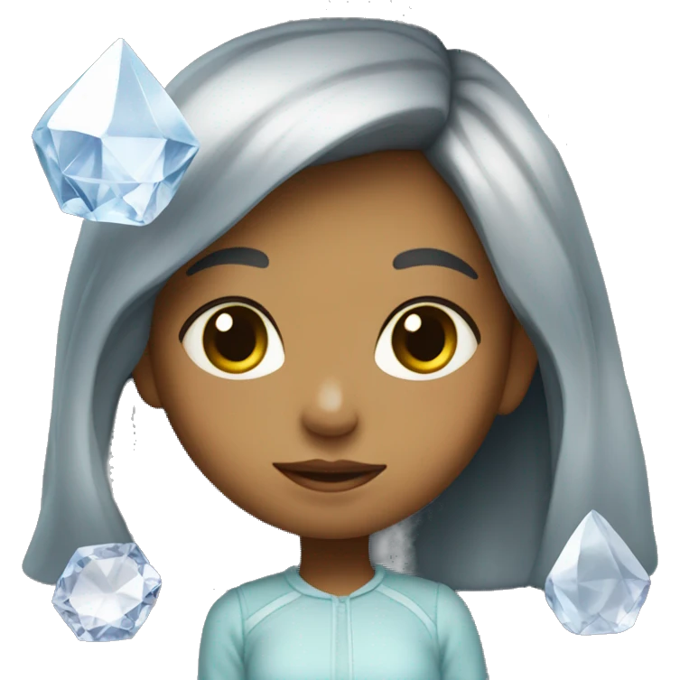 tiny girl with crystal emoji