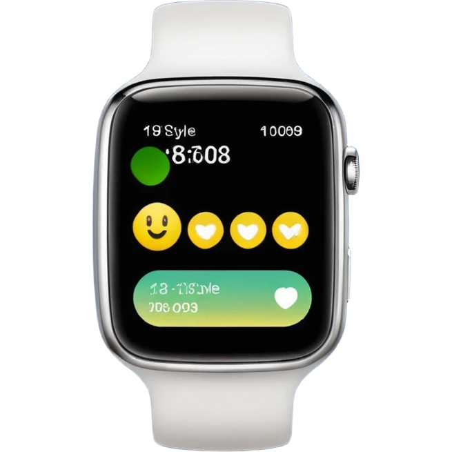fitness smartwatch showing steps, clean and technological look, iOS 18 style emoji