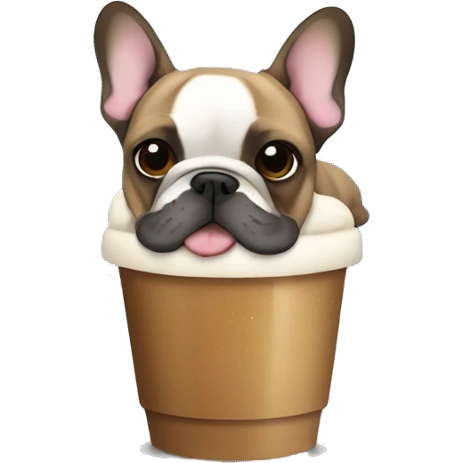 French bulldog swimming in a frappe emoji