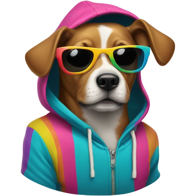 Dog with hoody and sunglasses  emoji