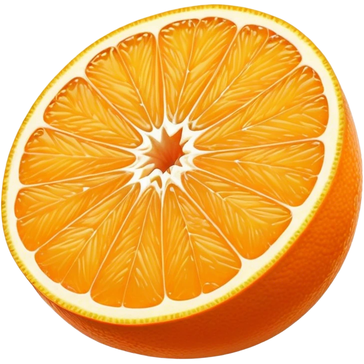 Cinematic juicy orange, sliced open to reveal glistening, bright citrus flesh, soft golden highlights, fresh and refreshing, natural and vibrant. emoji
