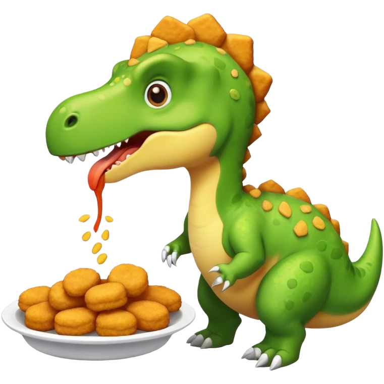 A dinosaurs eating chicken nuggets  emoji