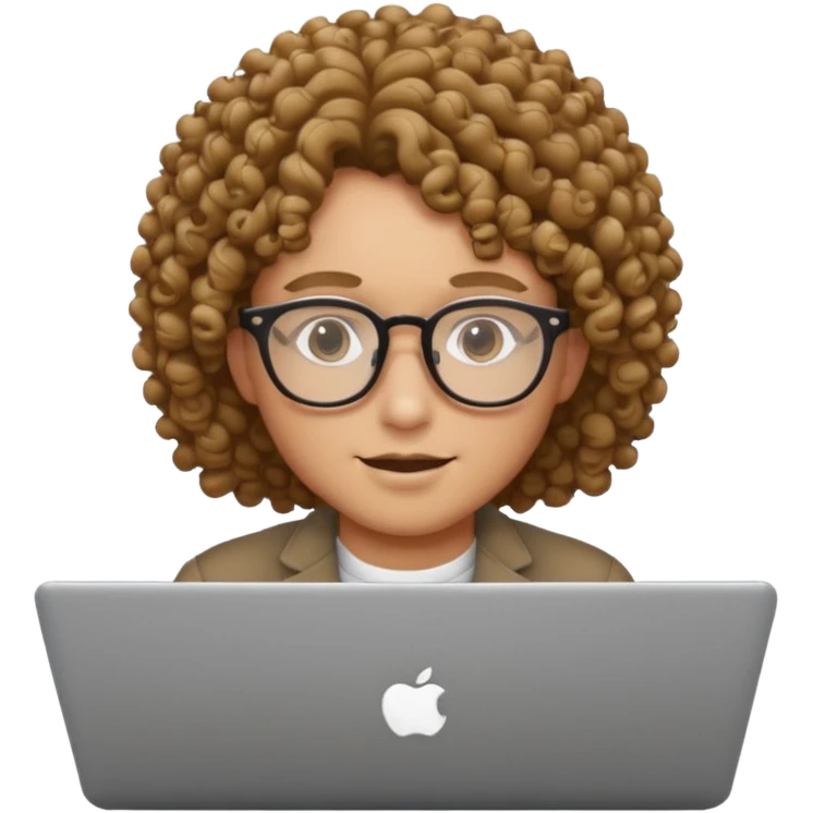 make a imogi using laptop with curly hair with glasses emoji