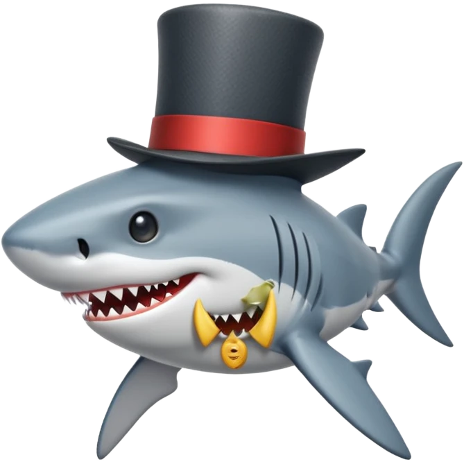Shark with a top hat emoji