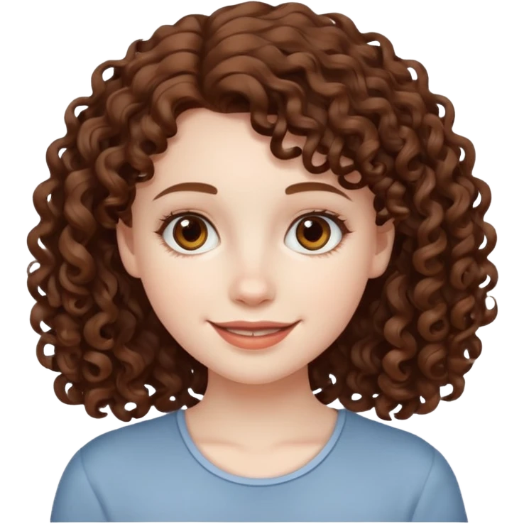 pale girl with medium brown curly hair, white skin and brown eyes   emoji
