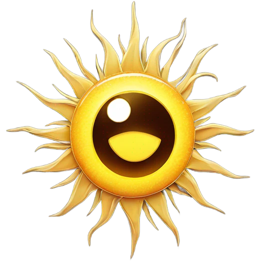 sun looking eye, gowing sun emoji