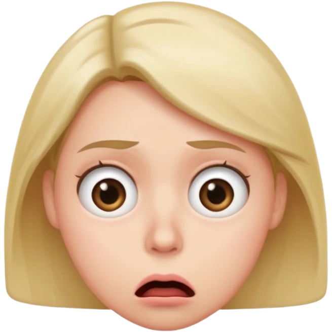 annoyed face with rolling eyes and a shocked mouth, with a slight blush emoji