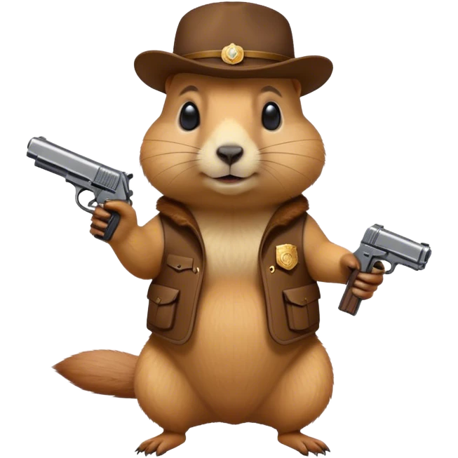 prairie dog holding a pistol emoji
