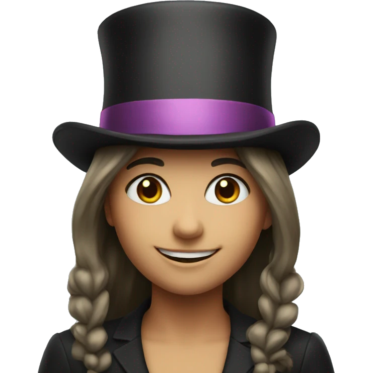 smiling girl in top hat emoji
