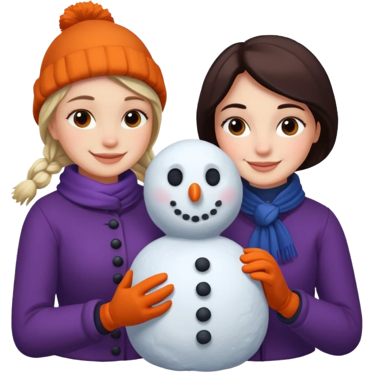 Virginia Poe and Maria Clemm building a snowman emoji