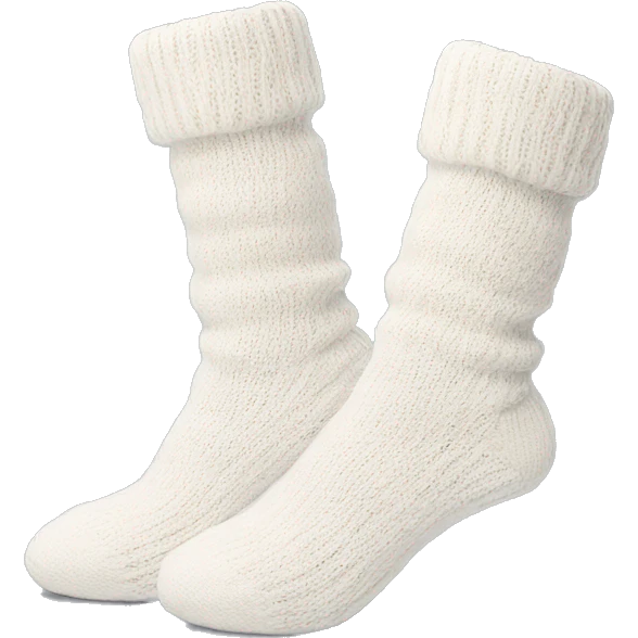 knitted pair cozy socks white emoji