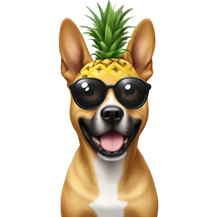 Dog wear pinaapple on his eyes emoji