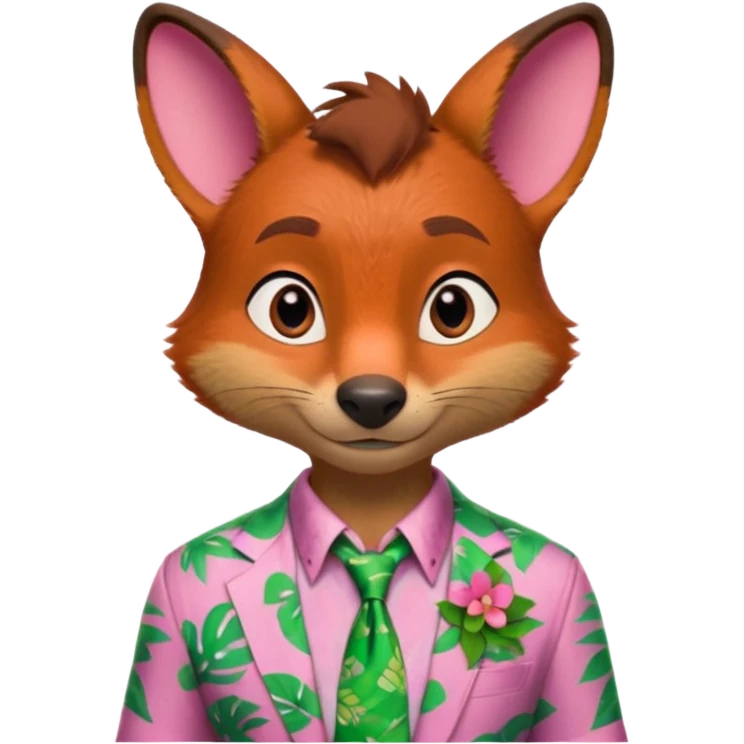 Nick Wilde with a pink Hawaii shirt and green Hawaii tie from the Zootopia Disney movie emoji