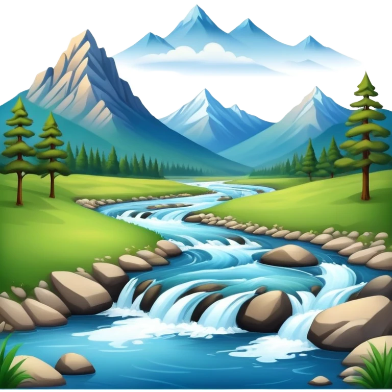 beautiful mountain landscape with river emoji