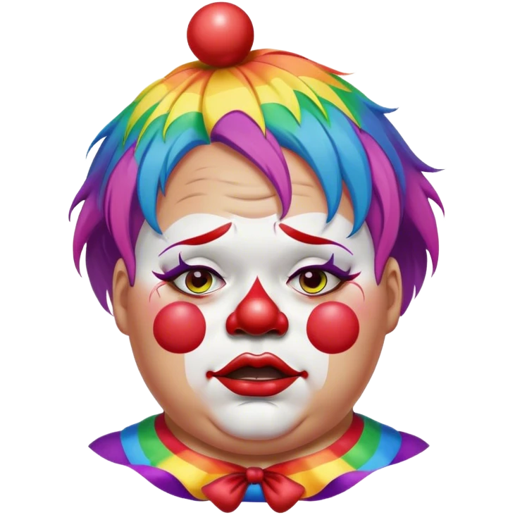 Woke overweight liberal crying with rainbow hair and clown makeup emoji