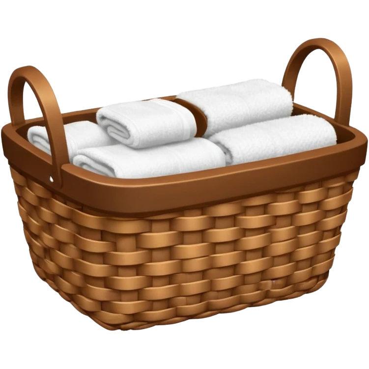 Woven Brown basket with white towels emoji